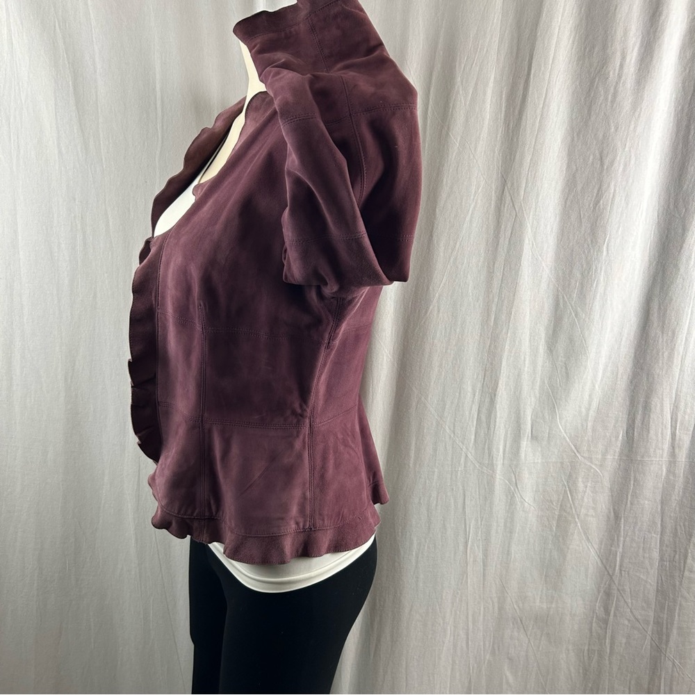 Anne Klein Plum Color Soft Suede Open Jacket 4 - Picture 5 of 11